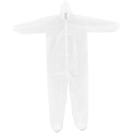 Global Industrial Disposable Polypropylene Coverall, Elastic Hood & Boots, WHT, XL, 25PK 708187XL